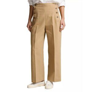 398$ Polo Ralph Lauren Wide Leg Sailor Pants Back Waist Darts Size 10 Tan Khaki